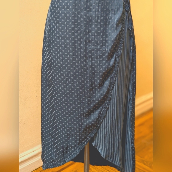 Honey Punch Blue Polka Dot & Stripe Wrap Dress - Size M